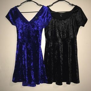 Pair of Forever 21 velvet skater dresses